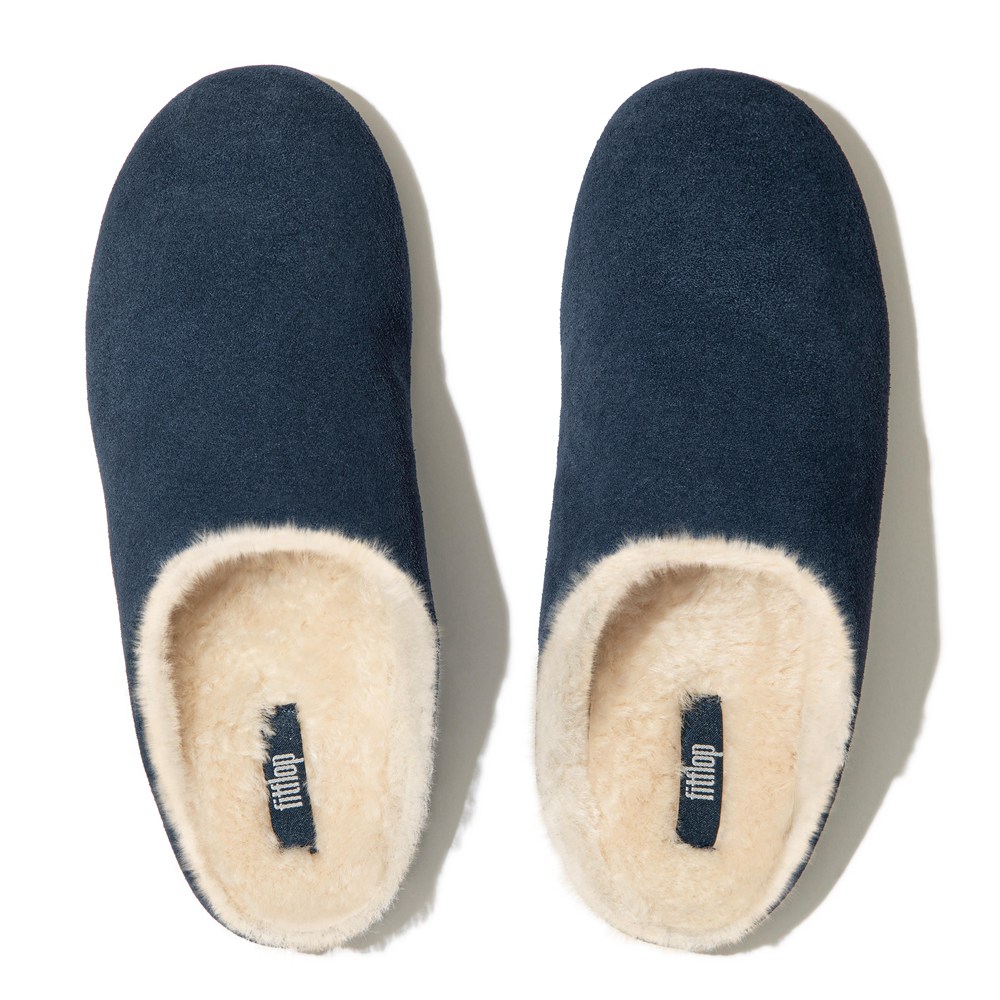 Fitflop Womens Slippers Navy - Chrissie Shearling - 86RQHBPMX